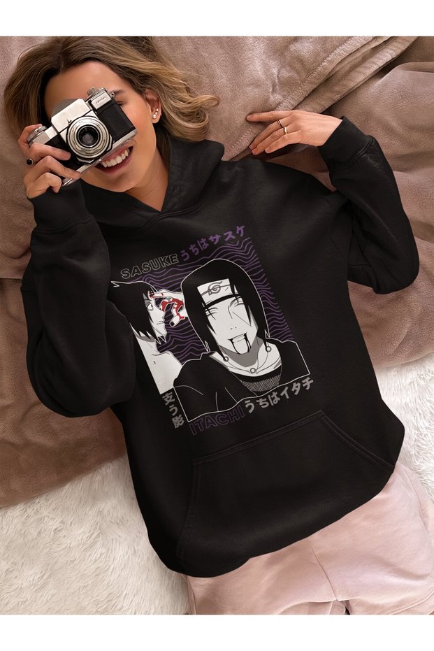 Sasuke Itachi Uchiha Printed Unisex Oversized Naruto Anime Characters Hoodie