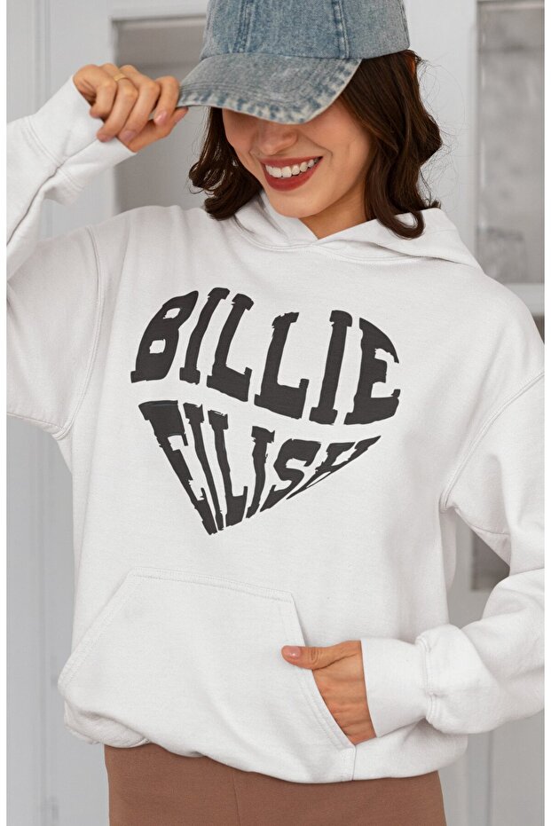 Design Heart Themed Billie Eilish Printed Unisex Oversized Singer Hoodie