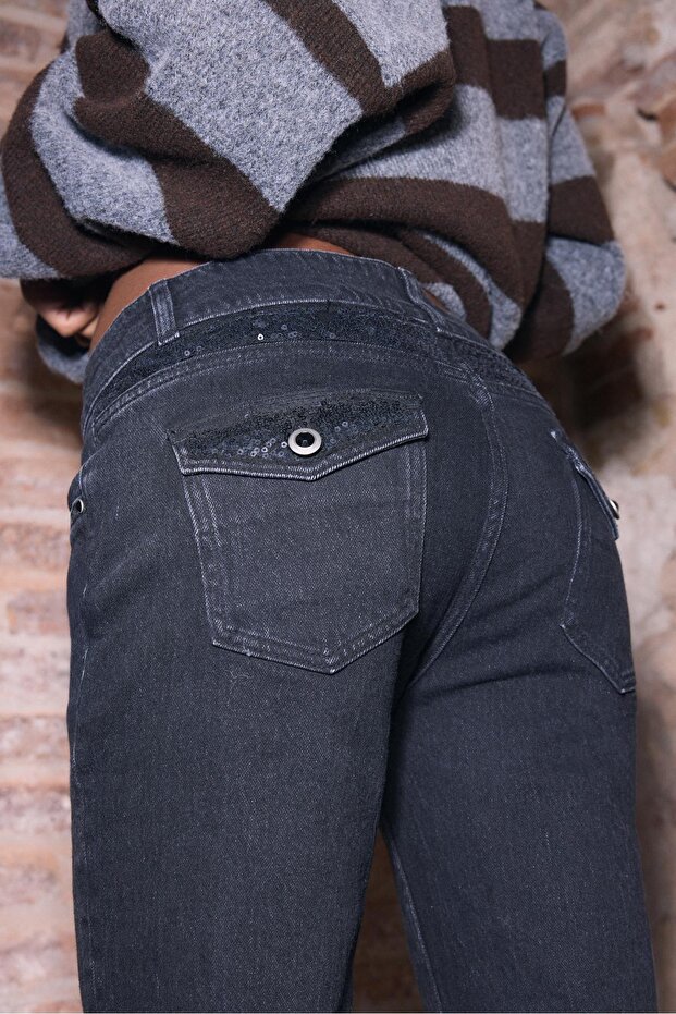 Pullu düşük bel jean - 3