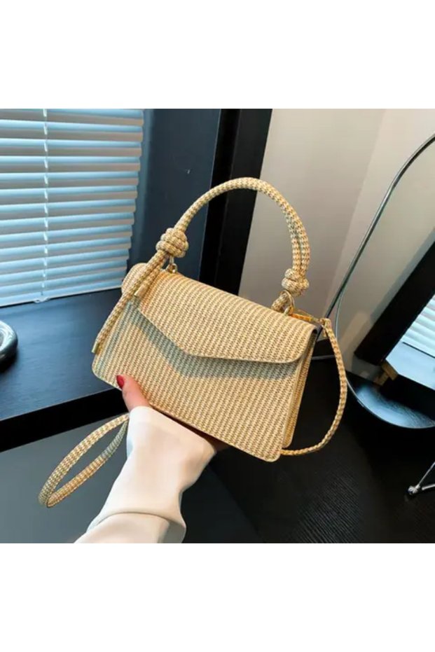 Elegant Woven Mini Top-Handle Crossbody Bag for Women – Shoulder Purse (24x6x14cm)