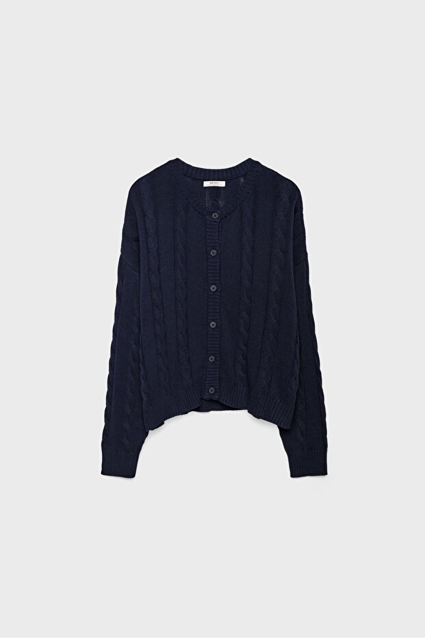 Düğmeli örgü triko hırka - 6