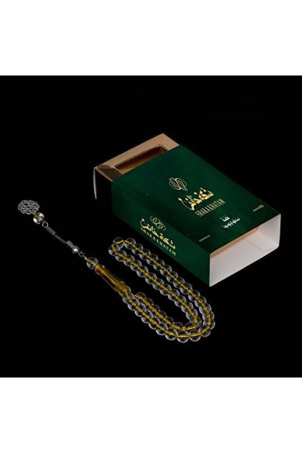 مسبحة صلاة من الباكليت الشفاف بخيط أصفر - 45 حبة