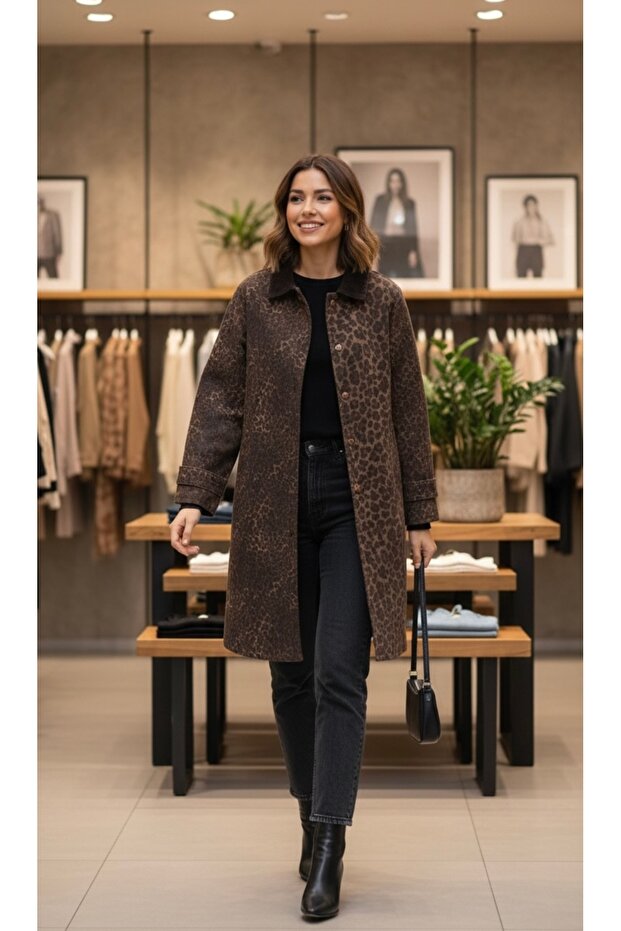 ليوبارد منقوشة خندق معطف - 1