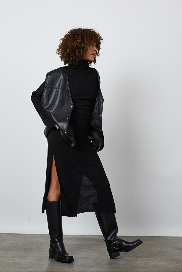 Boğazlı Uzun Elbise - 1