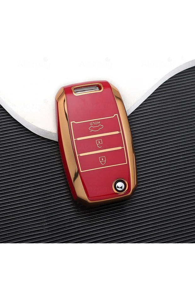 Kia Compatible Rio, Picanto, Sportege, Ceed, Optima, Sorento, Stinger, Cerato, Forte Gold Edge Tpu Key Case Cover (Red)