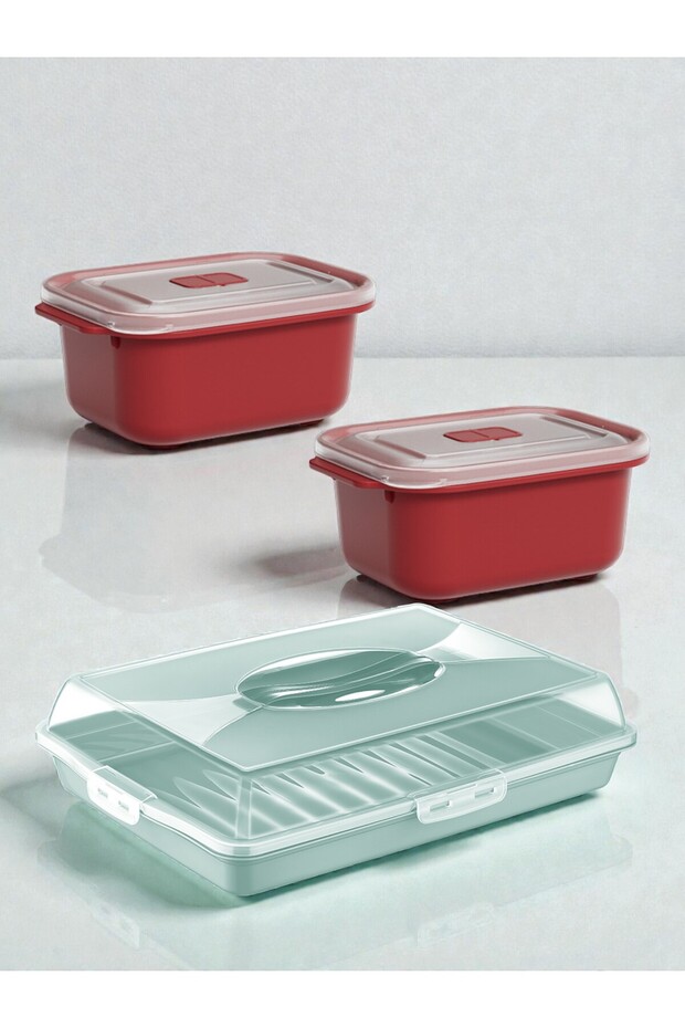 حاوية تخزين مستطيلة الشكل من البوركام لحفظ الكيك والمعجنات، مقاس 45 سم، حجم كبير، عبوة من قطعتين سعة 500 مل. - 3