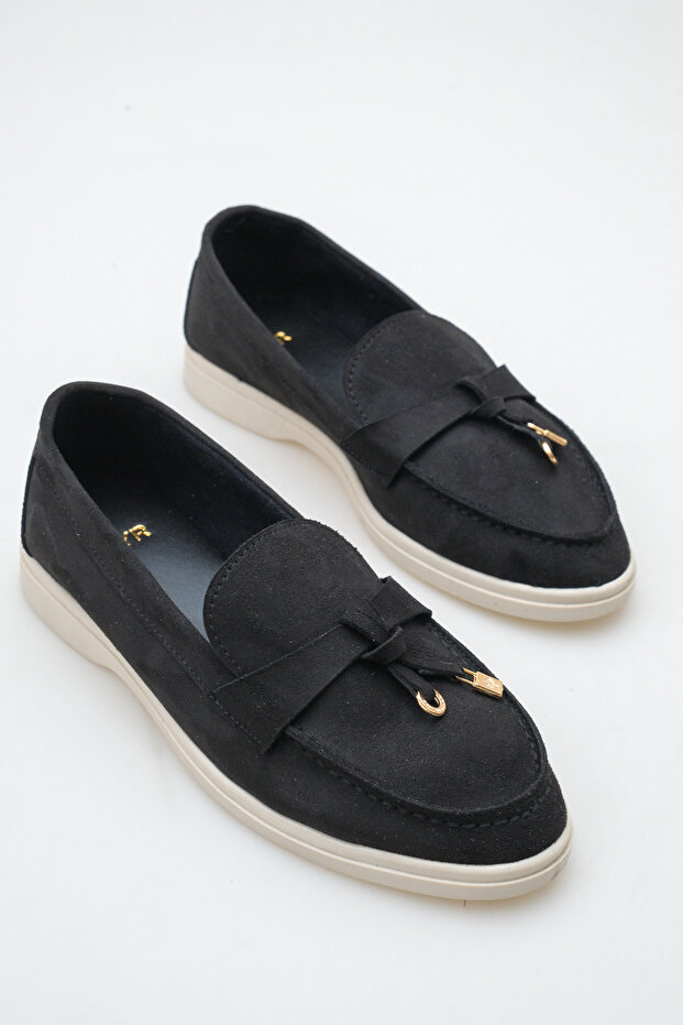 Women's Black Suede Loafers