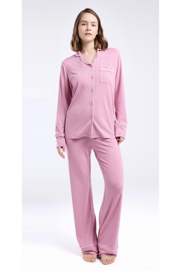 Women'S, Shirt Collar, Exclusive, Modal, (with Sleep Socks as a Gift) Pajama Set