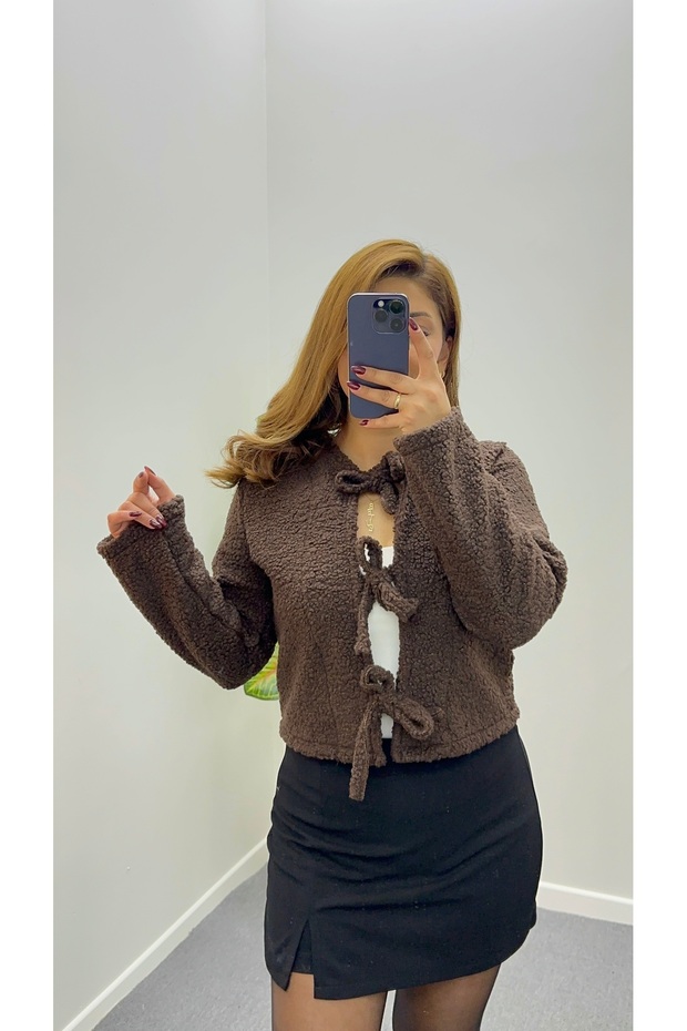 Peluş crop ceket - 2