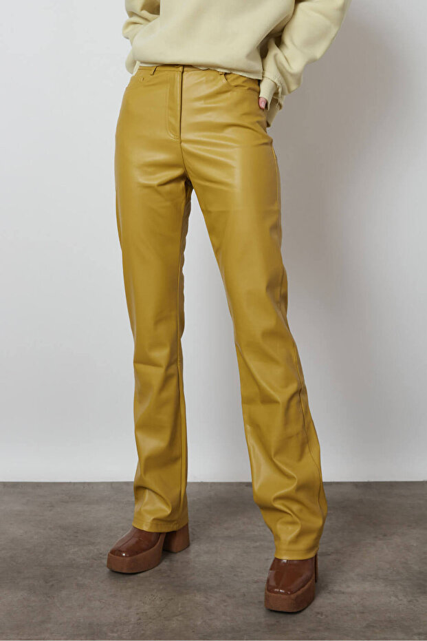 Straight Deri Pantolon - 3