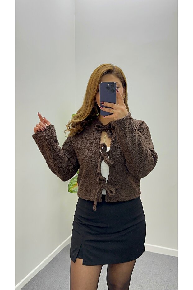 Peluş crop ceket - 1