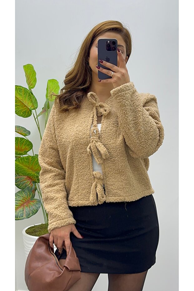 Peluş crop ceket - 1