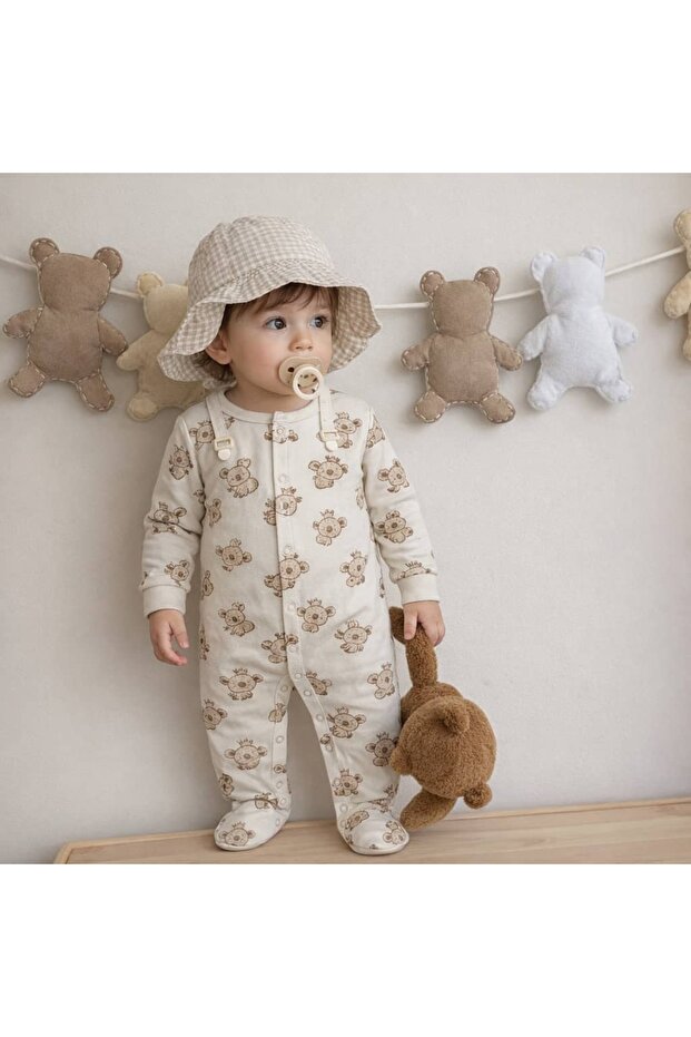Baby Boy Jumpsuit with Booties and Snap Fasteners – 100% Cotton