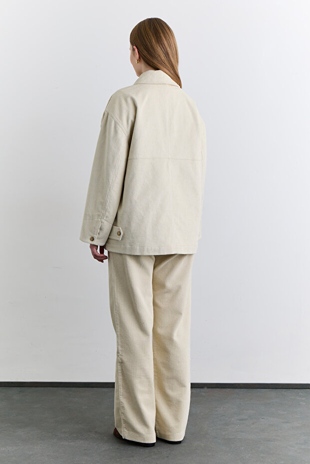 KADİFE WORKER CEKET VANİLYA - 6