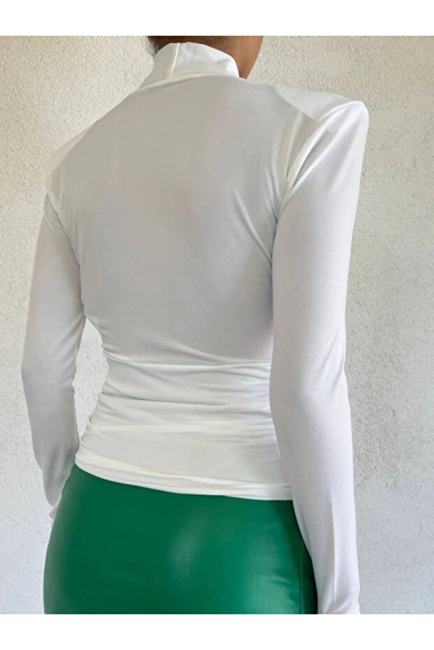 Padded Double Breasted Model Sandy Blouse -White - 2