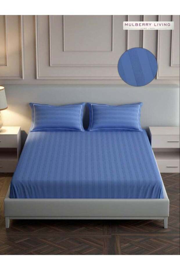 100% Cotton - 300Tc Elysian Stripes Queen Size Flat Bedsheet
