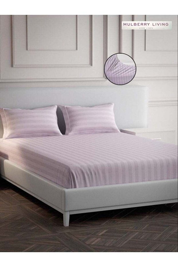100% Cotton - 300Tc Elysian Stripes Queen Size Fitted Bedsheet