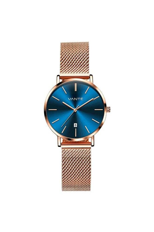 VANTE Series Women’s Classic Rose Gold & Midnight Blue Mesh Watch