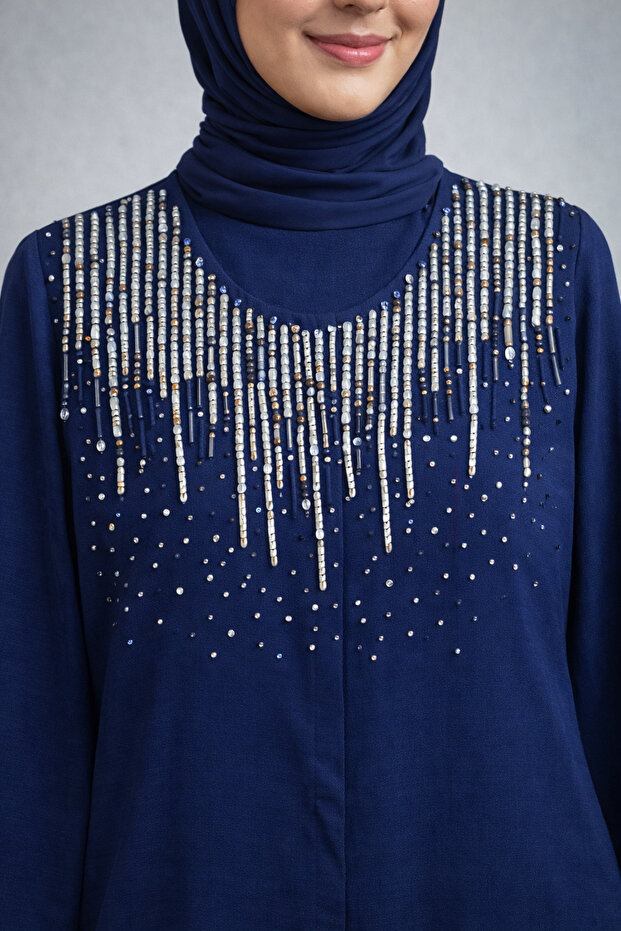 قبعة طويلة مطرزة بالترتر - 2