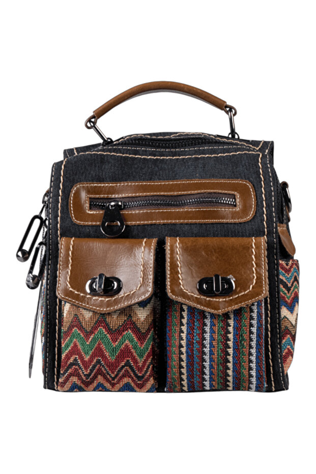 C1016 Women's Denim Plaid Handbag, Shoulder Bag and Backpack
