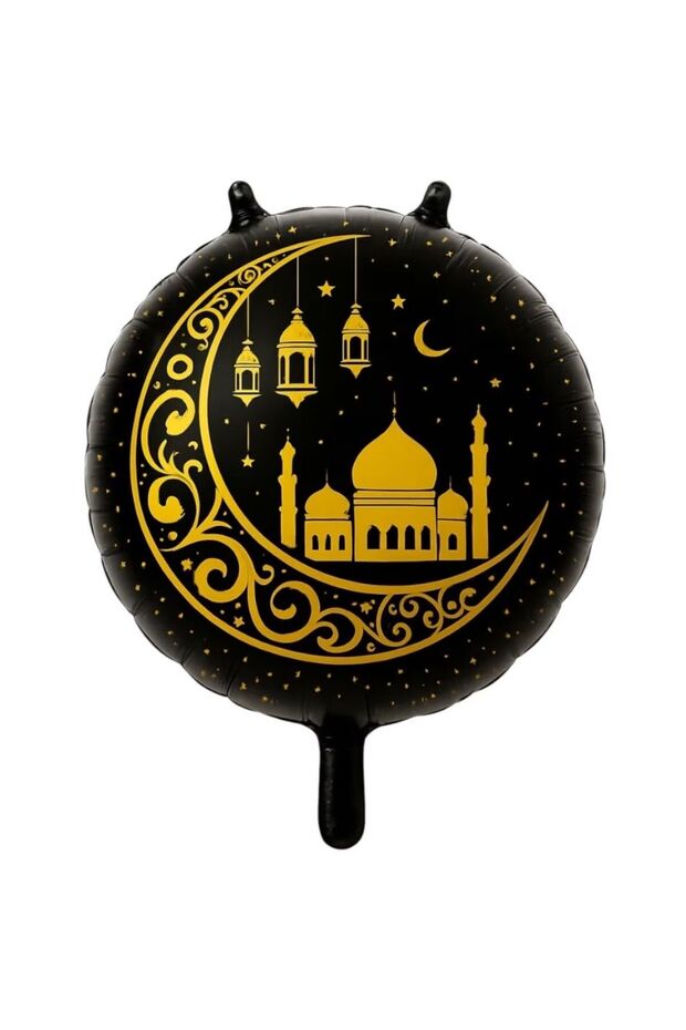 بالون فويل أسود لرمضان بعبارة 'مرحبًا بكم في رمضان' قطعة واحدة