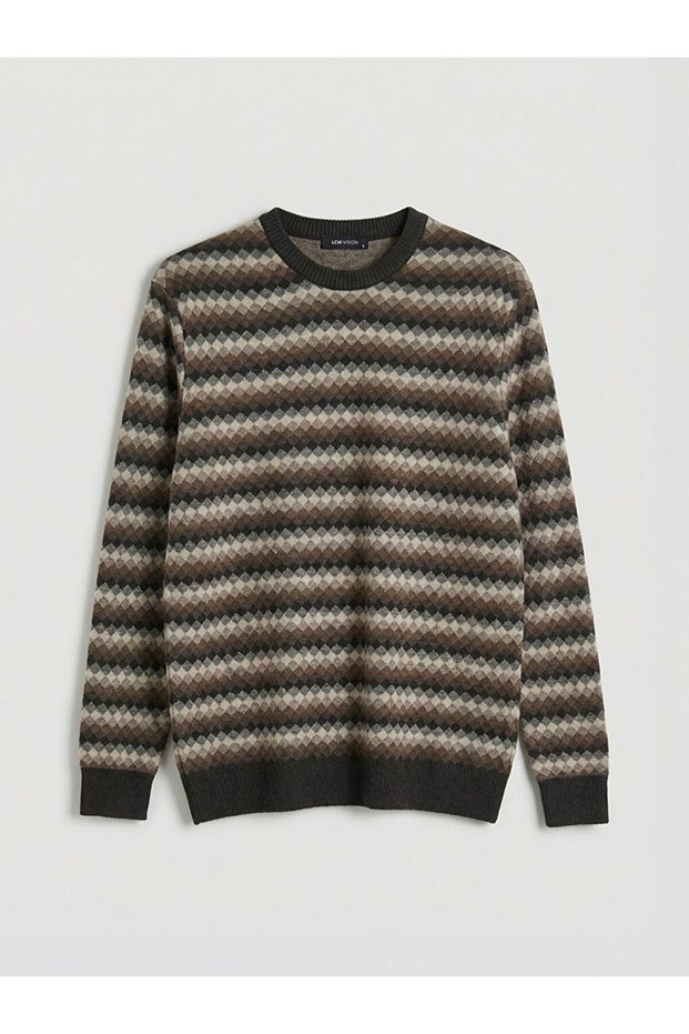 Lcwaikiki Classic Crew Neck Patterned Men's Knitwear Sweater