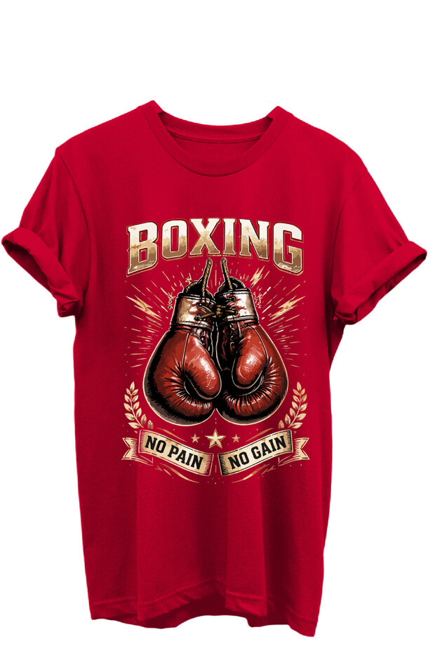 Boxing Printed Athlete No Pain No Gain Boxing Gloves 100% Cotton Unisex Basic T-Shirt