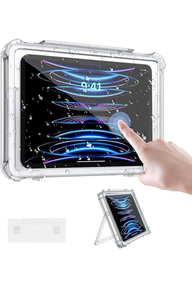 Waterproof Shower Holder for iPad, Wall Mount with Touchable Anti-fog Screen, Up to 11", 360°Rotati