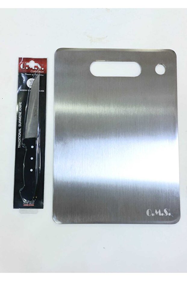 Stainless Inox Steel Cutting Board 34X24Cm - 12.5cm with Salad Knife Gift