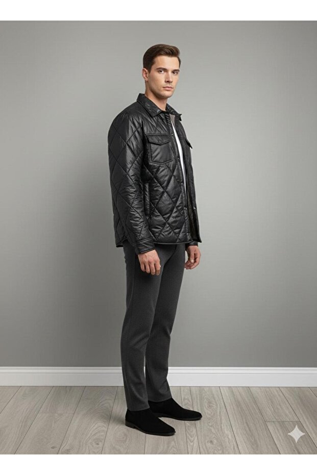 Erkek Baklava Dilimli Kapitone Outshell Mont - 3