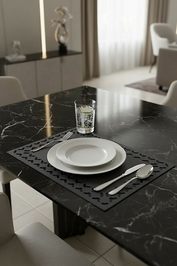 Pares Series 6-Piece Faux Leather American Service Set - 32X44 cm - Anthracite