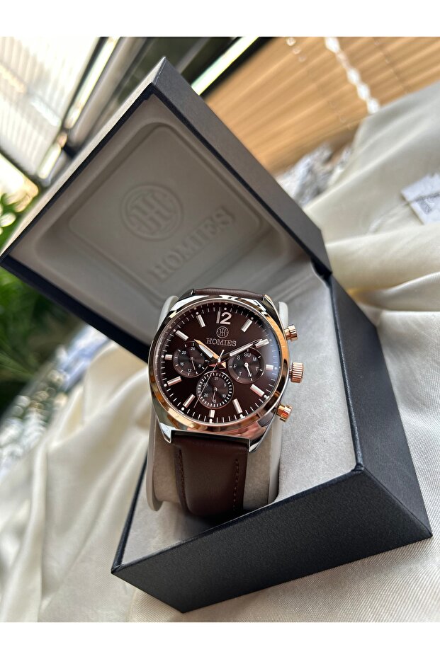 Men's Wristwatch with Leather Strap and 2 Year Warranty as a Gift