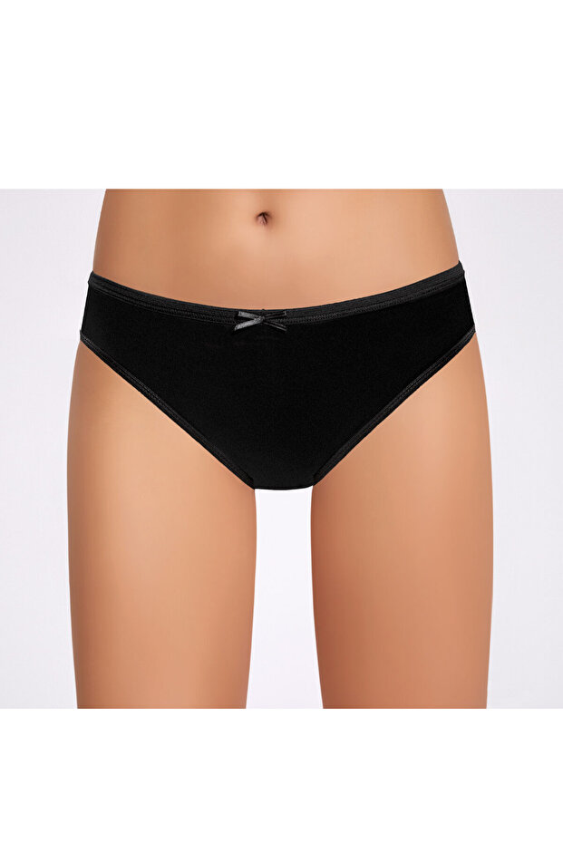 Women'S, 100% Cotton, Bowknot, Pack of 6 Black Panties