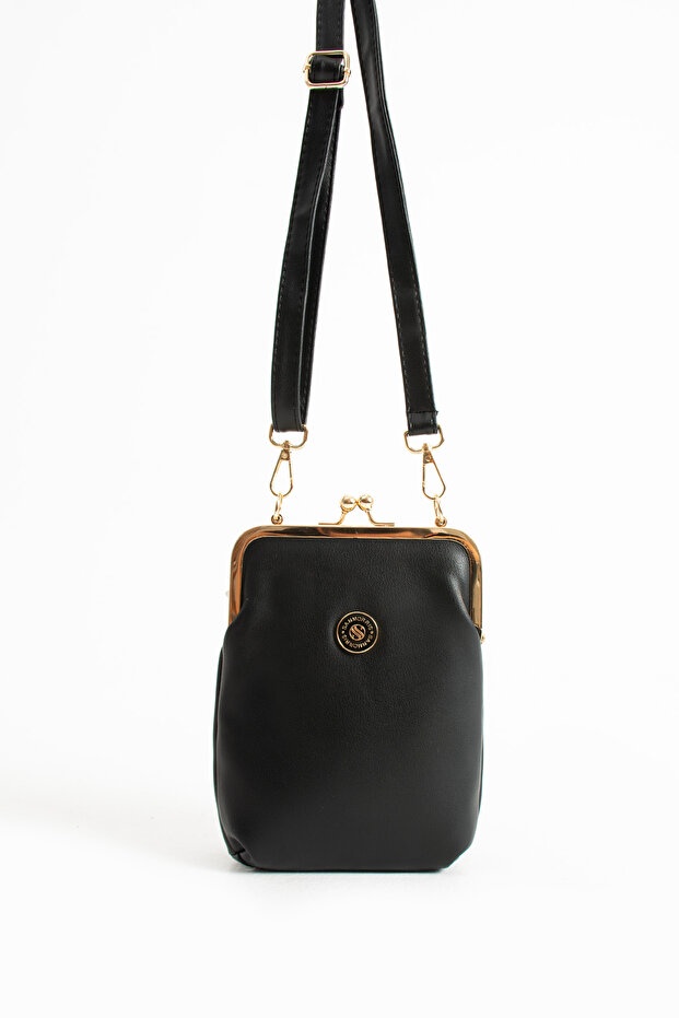 Soft Faux Leather Women's Shoulder Bag with Adjustable Handle Strap and Gold Accessories