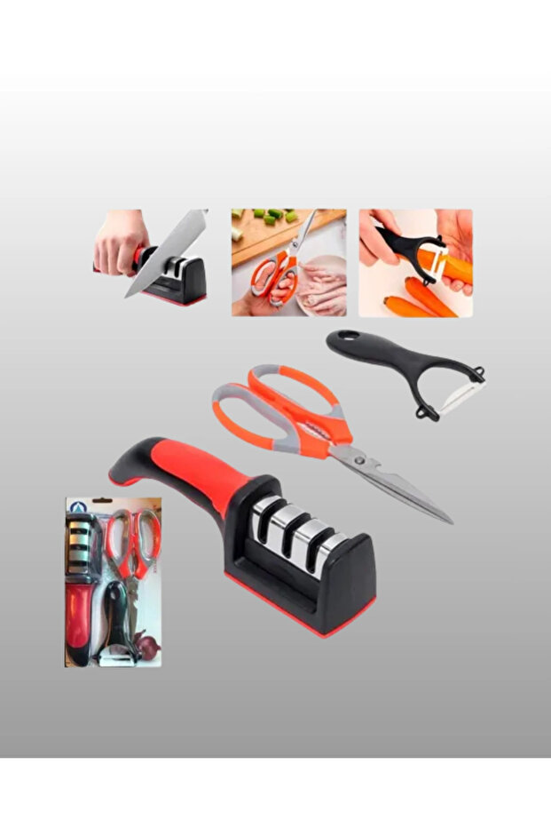 ieg ™   مجموعة مقصات المطبخ متعددة الوظائف - تتضمن 3 مقصات ومبراة ومقشرة - 3