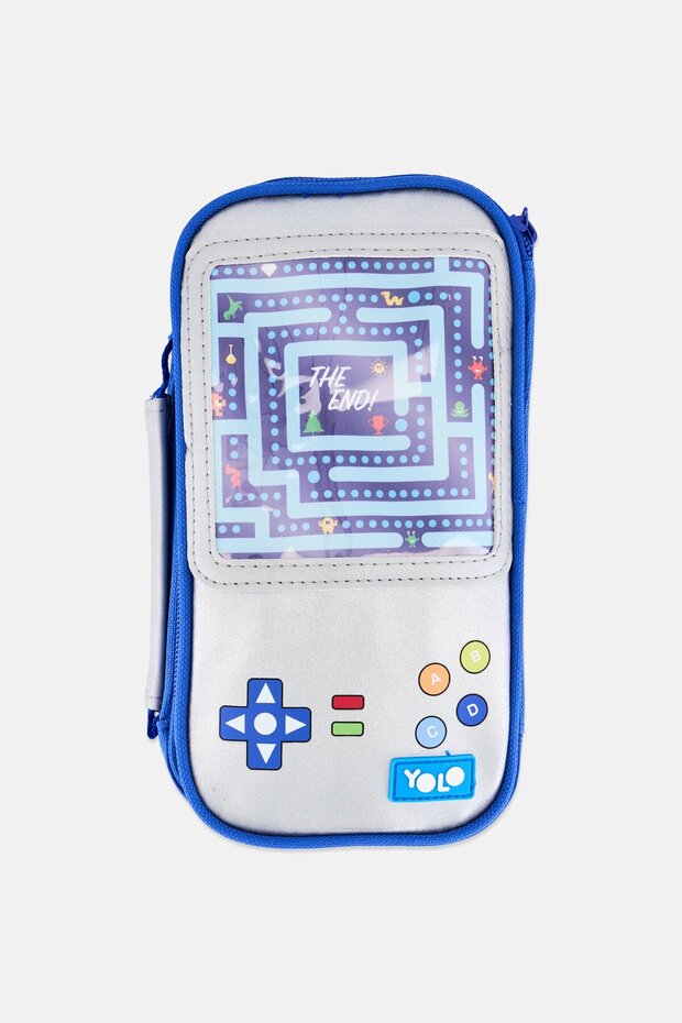 Kids Boy Graphic Print Pencil Case, Blue