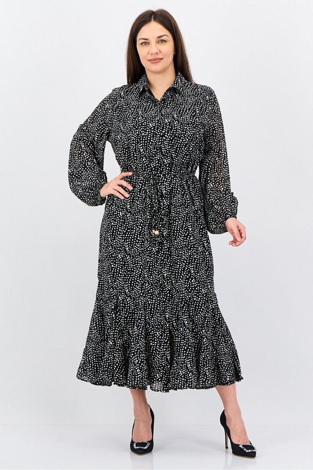 Women Allover Print Shirt Dress, Multicolor