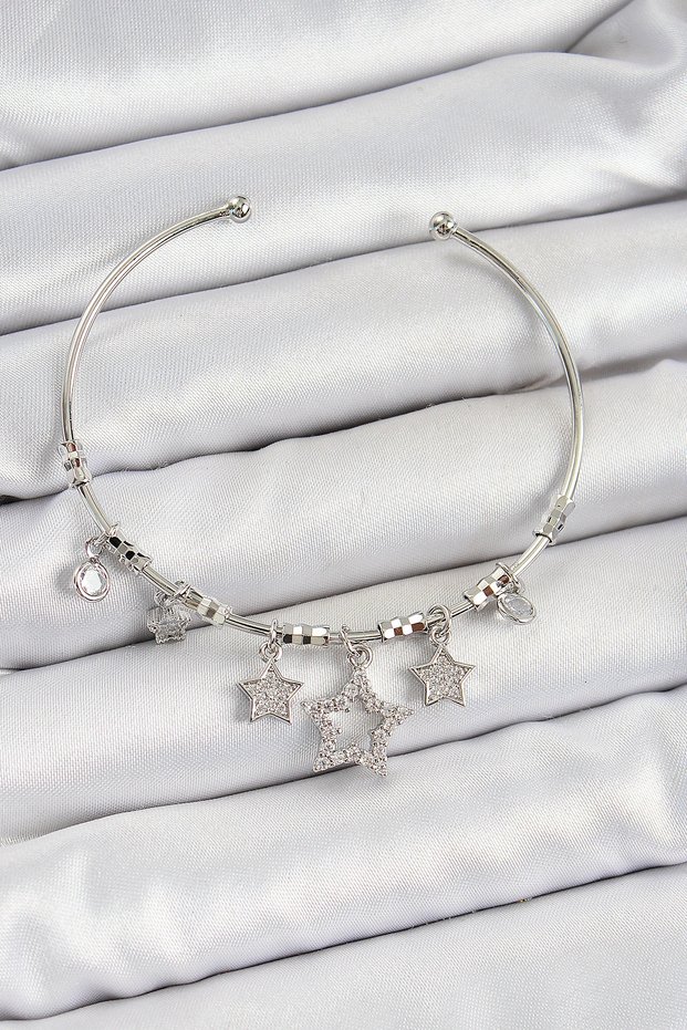 Brass Zircon Stone Star Model Silver Rk Charm Bracelet