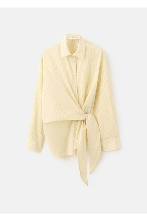 Çizgili düğümlü gömlek - 3