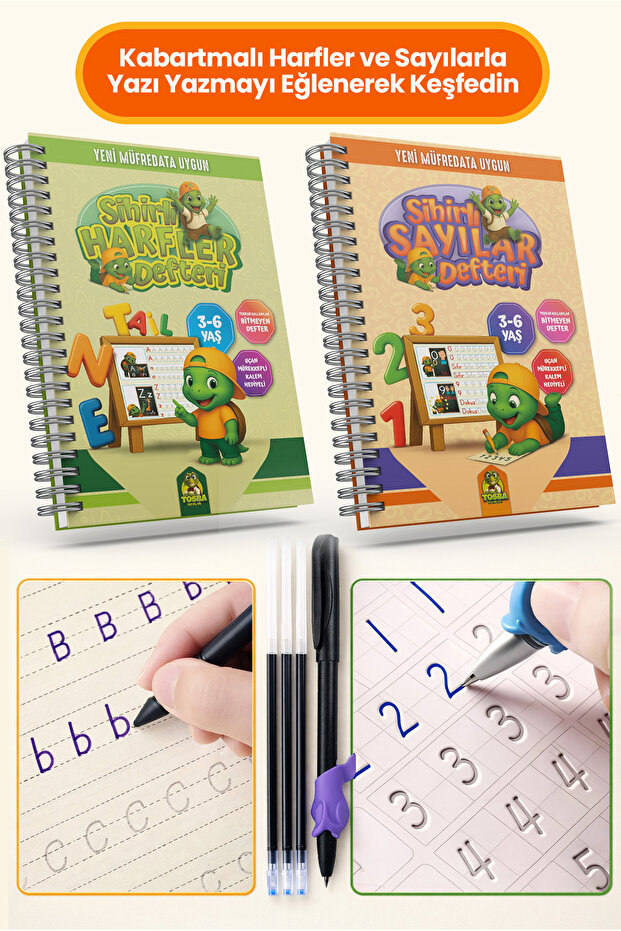 Bilgikare Yayınları Tosba Yayınları Sihirli Harfler ve Sayılar Defteri (Kabartmalı-Oluklu Silinebilen Defter)