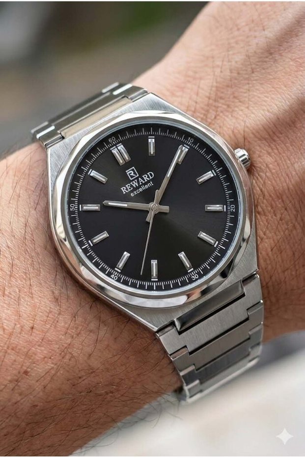 Men's Wristwatch | 42mm Steel Case, Smoked Dial, Silver Color Steel Band