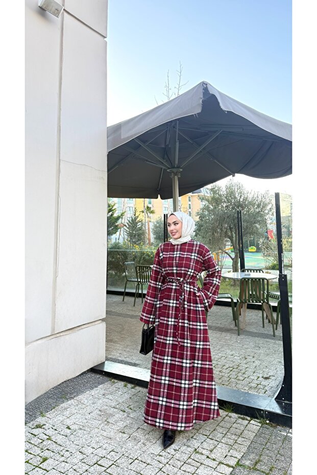 Ekose Desenli Elbise - 3