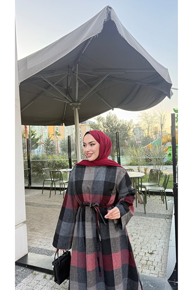 Ekose Desenli Elbise - 4