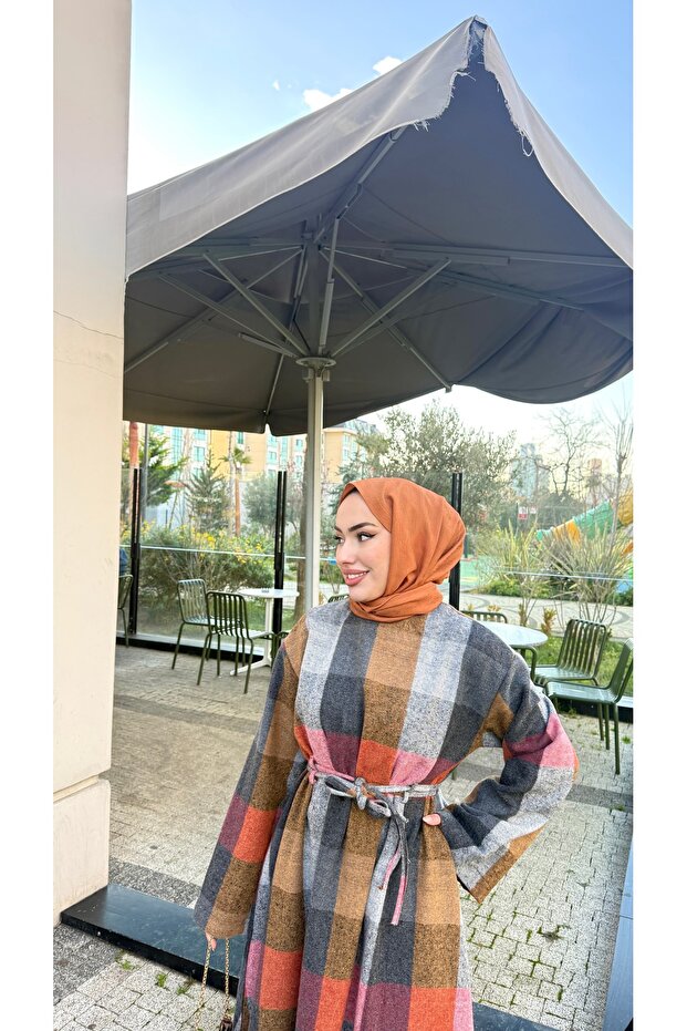 Ekose Desenli elbise - 3