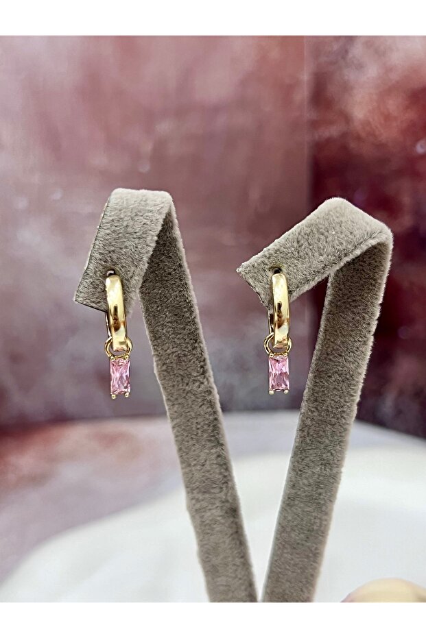 Pink Quartz Sparkling Minimalist Earrings