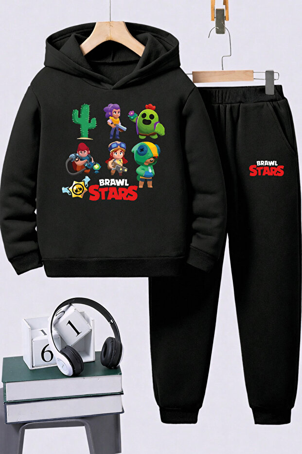 Brawl Stars Printed Children's Premium Sweatshirt Set 2-Piece Set Hoodie Bottom Top Set