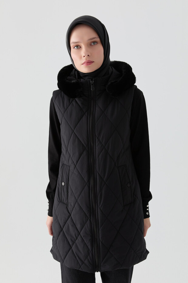 Kapitone Yelek - Siyah - 2