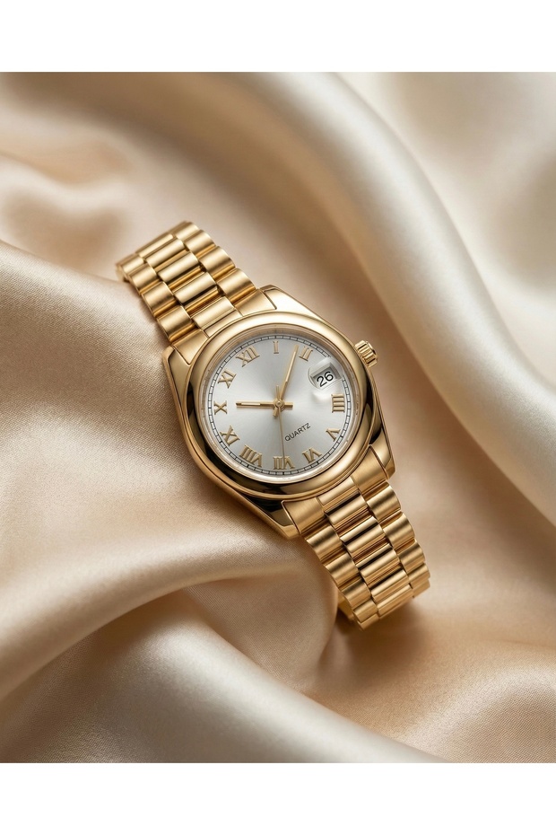 Women's Gold Color Steel Watch | Classic Stylish Women's Wristwatch with Roman Numerals
