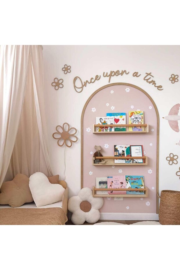 (Pp-16) Wall Bohemian Sticker Wooden Frame and Letter Set Self-Adhesive Arch Children's Room