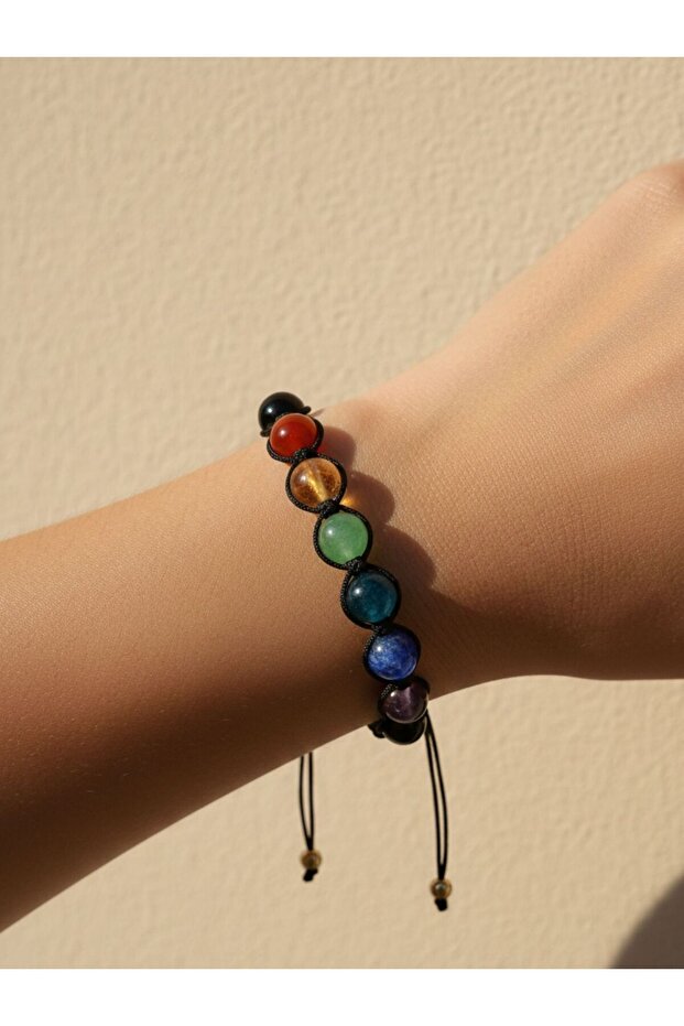 7 Chakra Natural Stone Bracelet | Adjustable Macrame Energy & Balance Bracelet